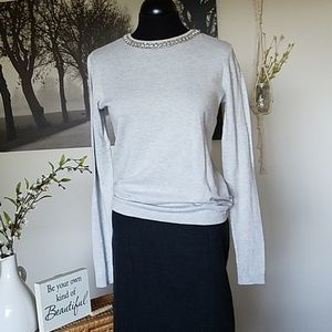 Elle gray embellished sweater